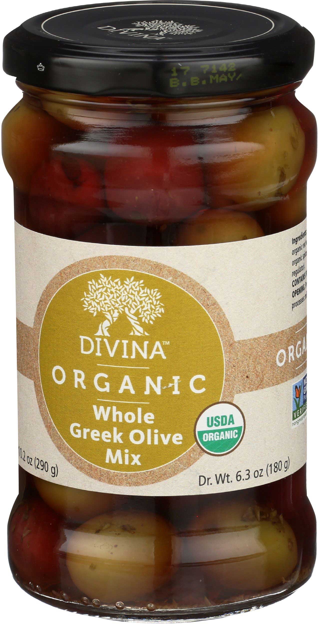 Divina Organic Whole Greek Olive Mix, 6.36 Ounce -- 6 Per Case