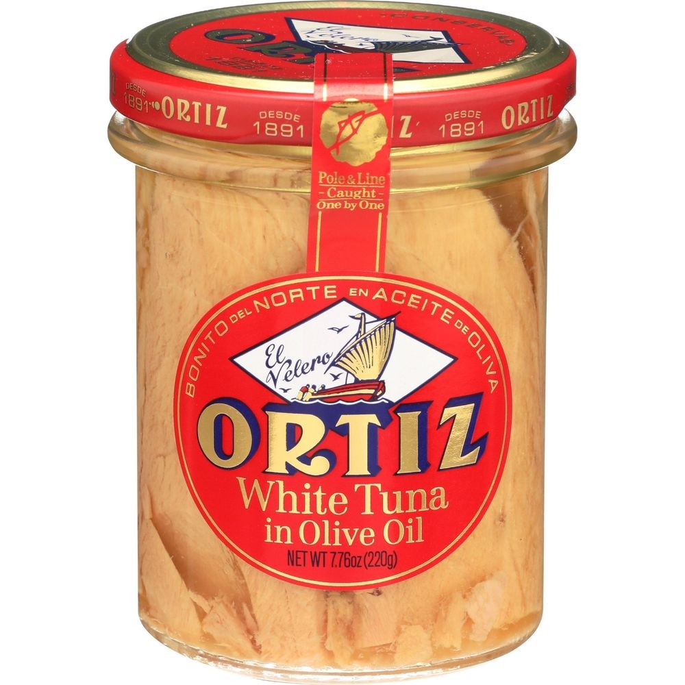 Ortiz Pole and Line Caught White Tuna in Olive Oil, 7.76 Ounce Glass Jar -- 12 per case