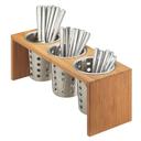 Cal-Mil Bamboo Three Compartment Cylinder Display Stand, 16 inch Width x 5.5 inch Depth x 6 inch Height