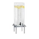 Cal-Mil 5 Gallon Acrylic Silver One By One Beverage Dispenser with Ice Chamber, 11.625 x 11.875 x 28.875 inch