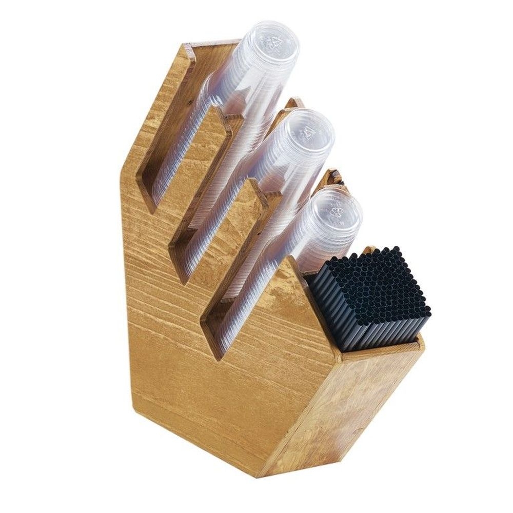 Cal-mil Madera Cup Lid And Straw Organizer, 5.5 X 19.75 X 20 Inch