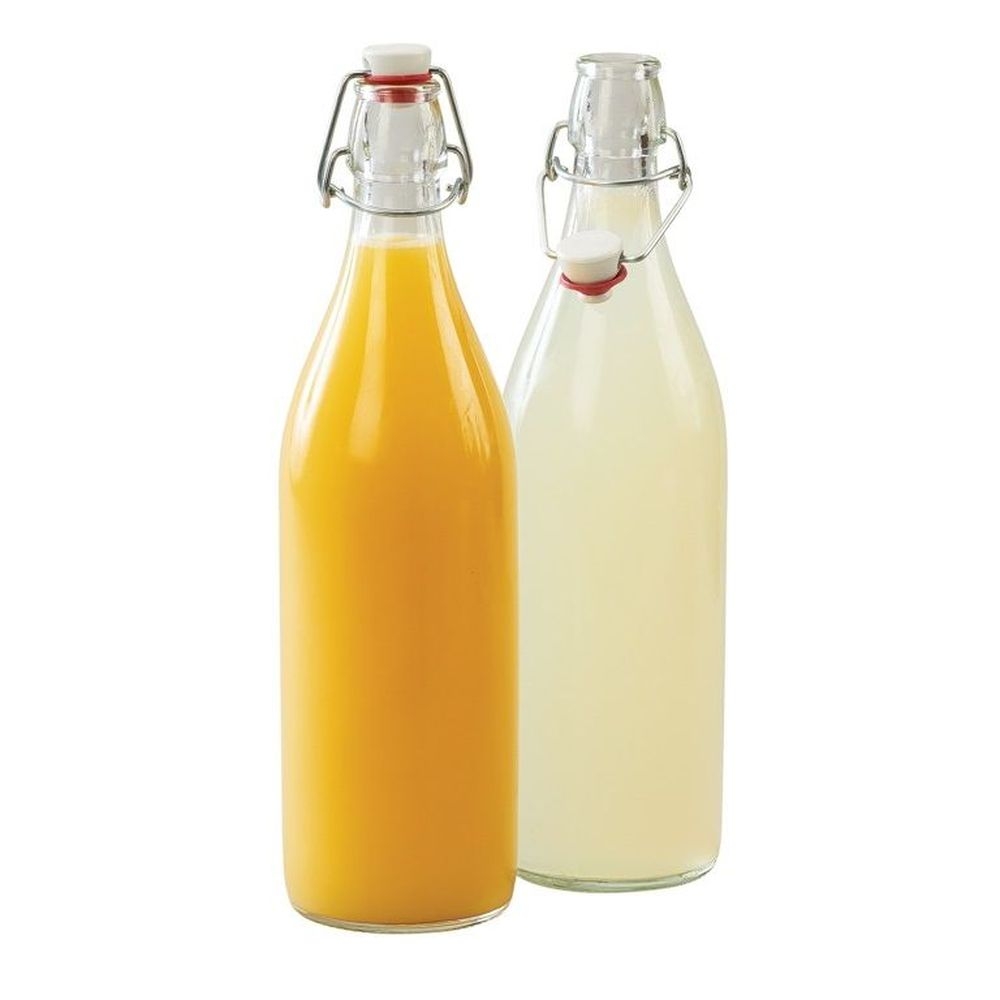 Cal-mil 32 Ounce Clear Glass Bottle With Wire Bail Swing Top Lid, 3.25 Inch Dia X12.5 Inch Height -- 6 Per Case