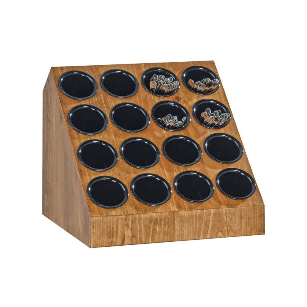 Cal-Mil Madera 16-Cylinder Flatware / Condiment Display, 19.75 x 18.5 x 18.5 inch