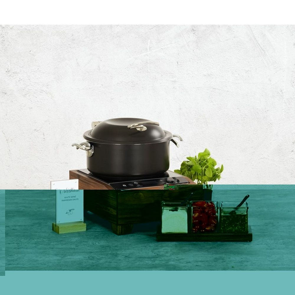 Cal-Mil Sydney Walnut Induction Unit, 12.75 inch Length x 15.875 inch Width x 7 inch Height