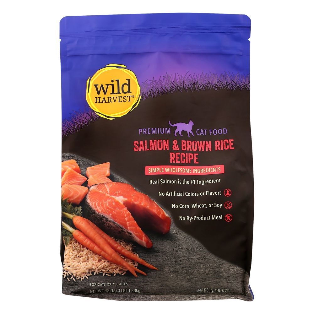 Wild Harvest Premium Salmon And Brown Rice Recipe Cat Food, 3 Pound -- 4 Per Case
