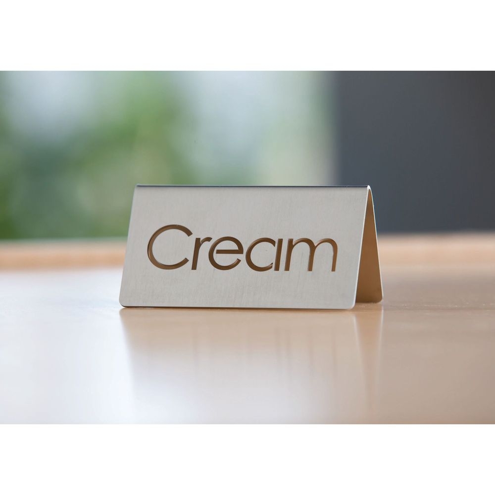 Service Ideas 18/8 Stainless Steel Brushed Finish Cream Laser Cut Id Table Tent, 1.75 Inch Width X 1.5 Inch Height