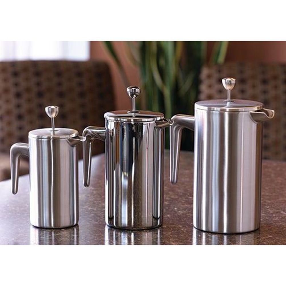 Service Ideas Stainless Steel Polished Finish Double Wall French Coffee Press, 0.8 Liter Capacity