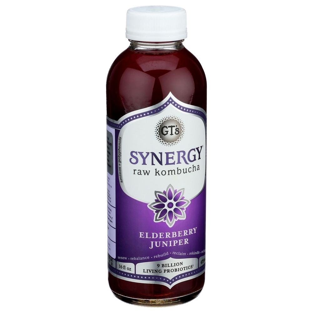 Gt's Synergy Organic Elderberry Juniper Raw Kombucha, 16 Fluid Ounce -- 12 Per Case