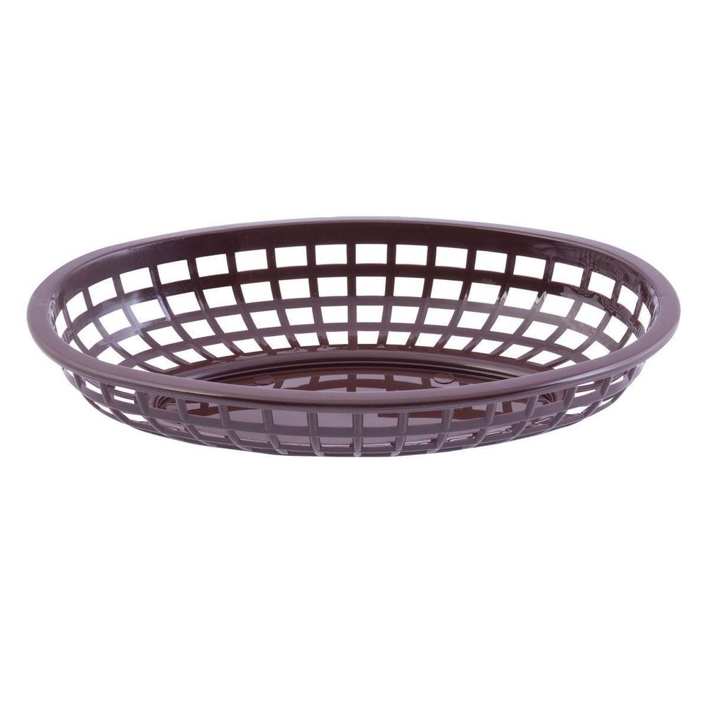 Tablecraft Brown Oval Plastic Basket, 9.3 x 6 x 1.87 inch -- 36 per case