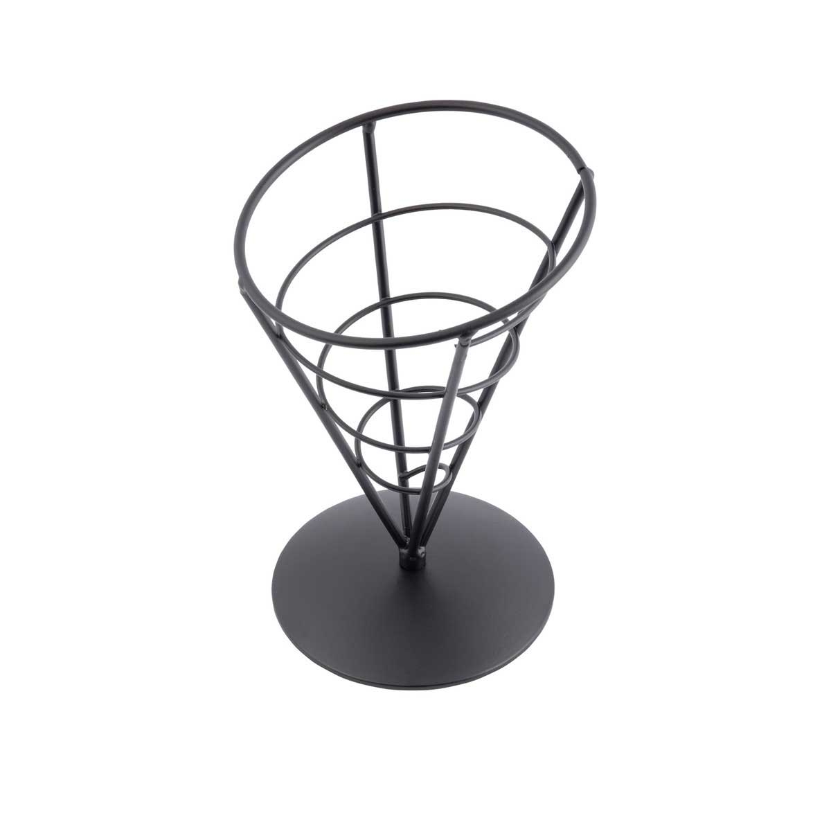 Tablecraft Vertigo Collection Black Powder Coated Appetizer Server Cone, 4.75 X 4.75 X 7 Inch