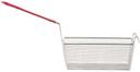 Tablecraft Nickel Plated Mesh Rectangular Fry Basket with Red Vinyl Handle, 12.875 x 6.5 x 5.375 inch