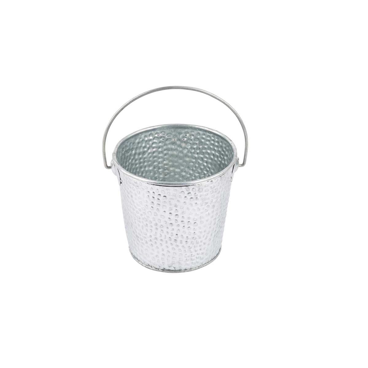 Tablecraft Galvanized Steel Pebbled Finish Medium Round Pail With Handle, 16.5 Ounce Capacity