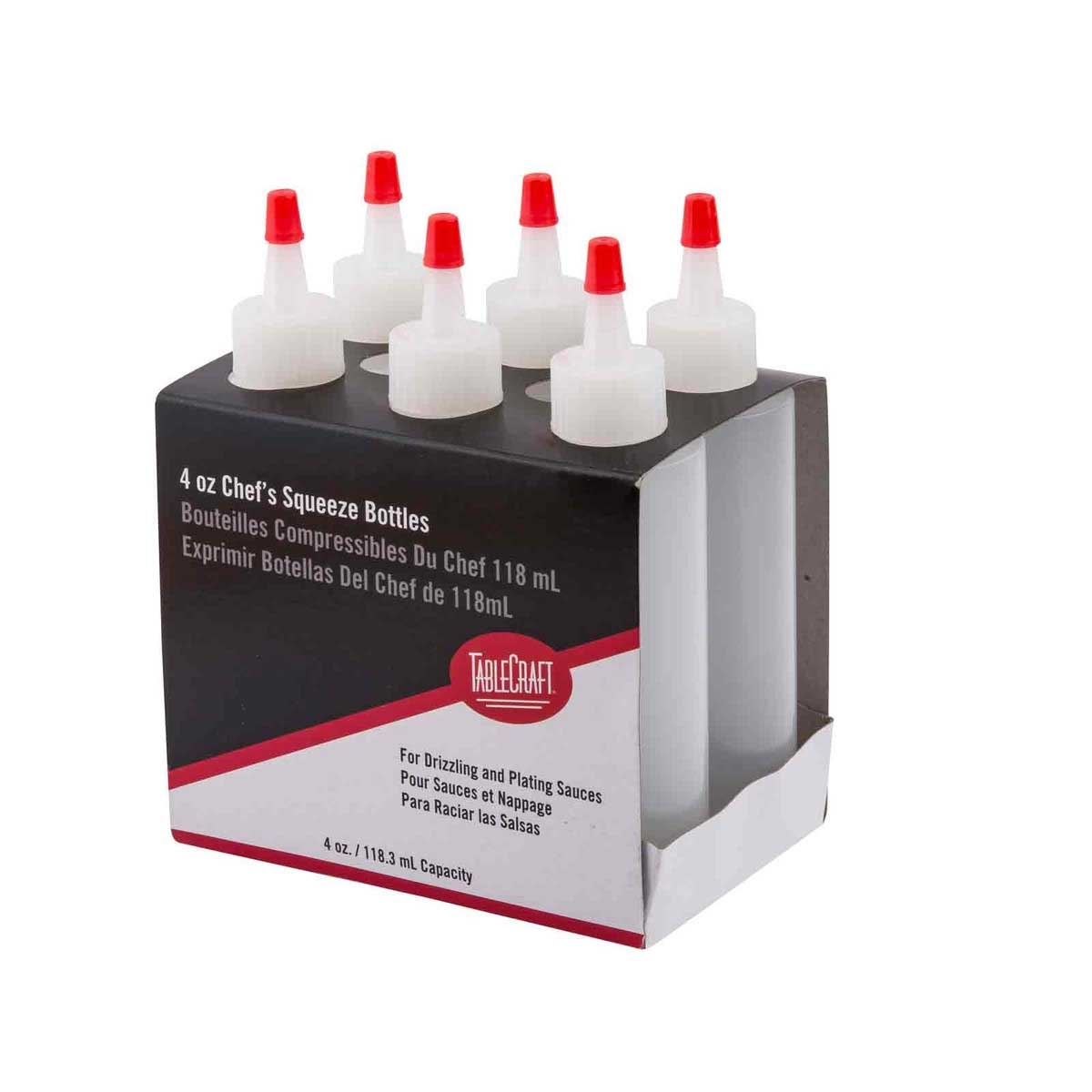 Tablecraft 4 Ounce Clear Ldpe Chef Squeeze Bottle, 6 Count -- 12 Per Case