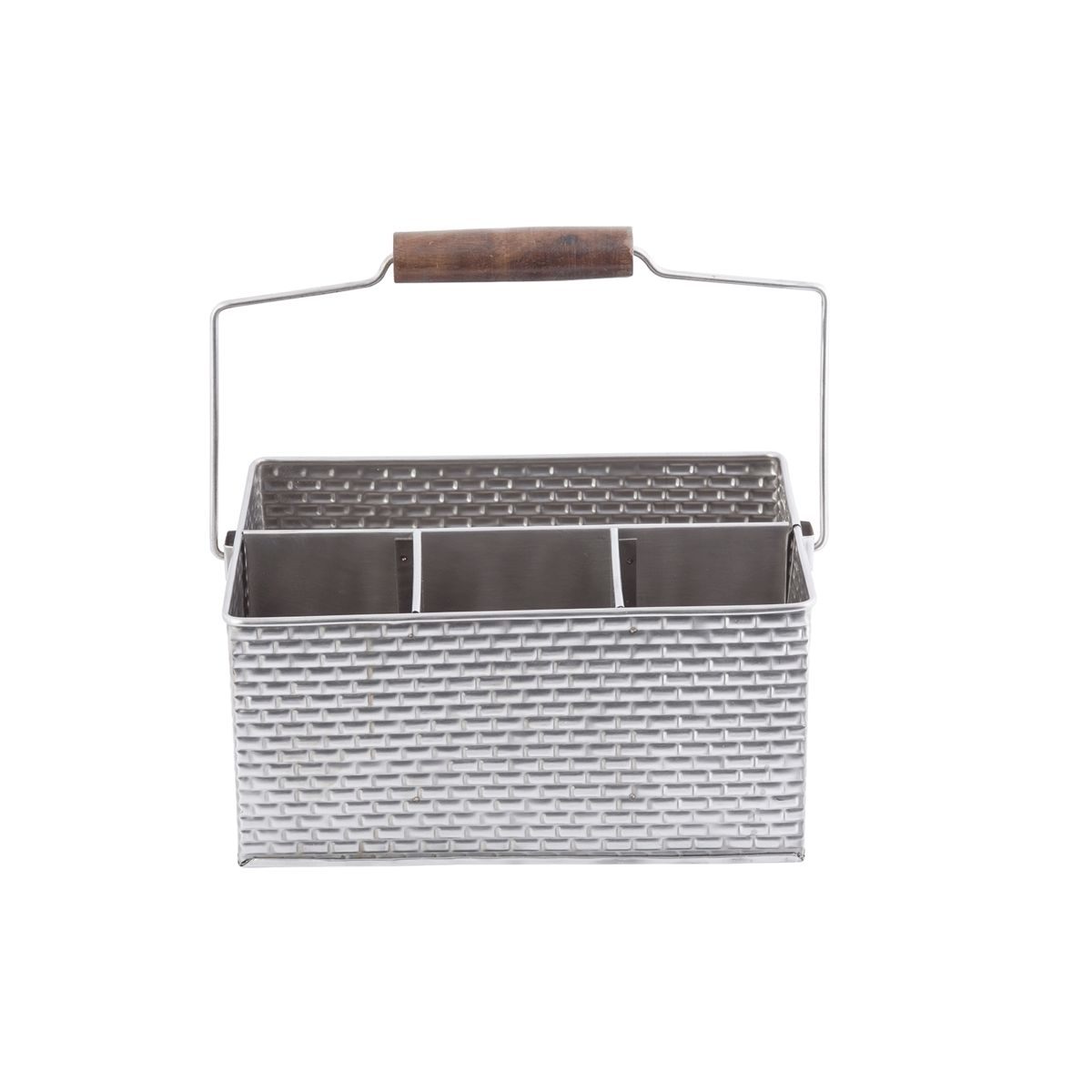 Tablecraft Brickhouse Stainless Steel with Embossed Brick Pattern Flatware Utensil Caddy, 10.75 x 8.25 x 4.75 inch