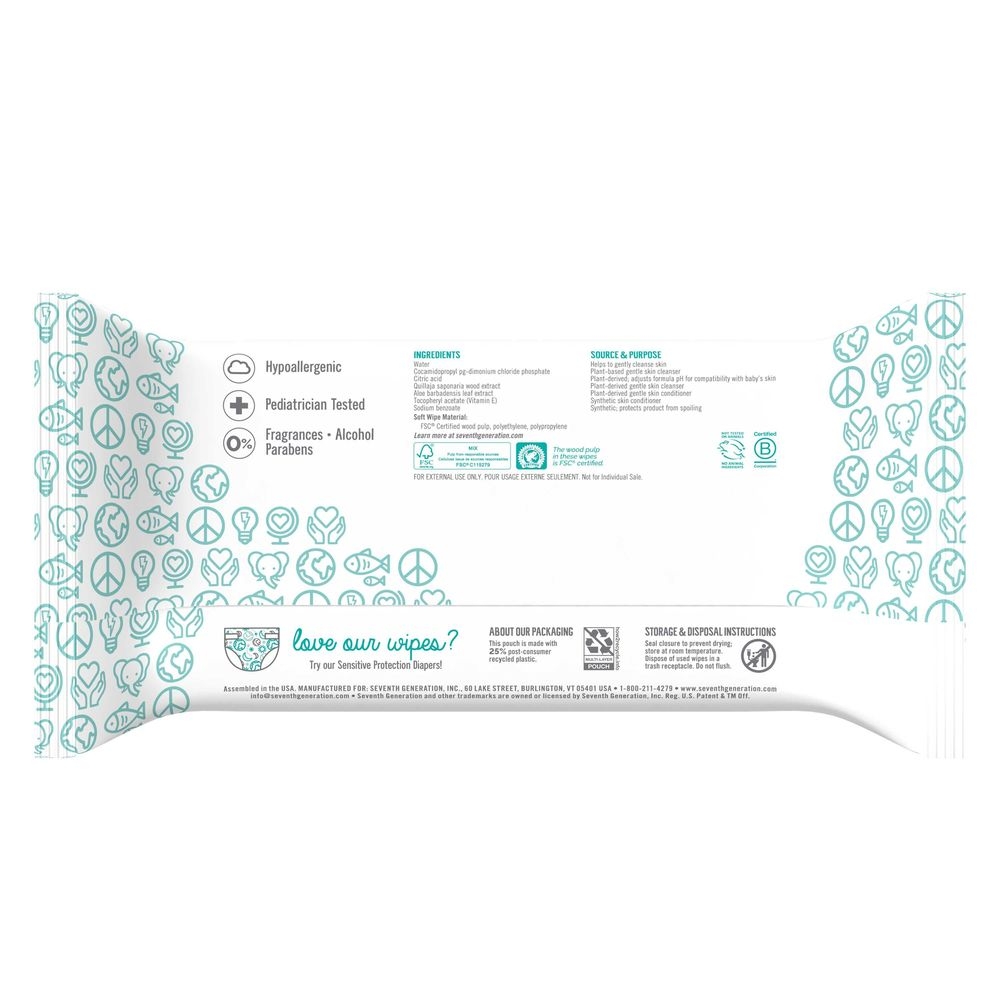 Seventh Generation Sensitive Protection Baby Wipes, 768 count