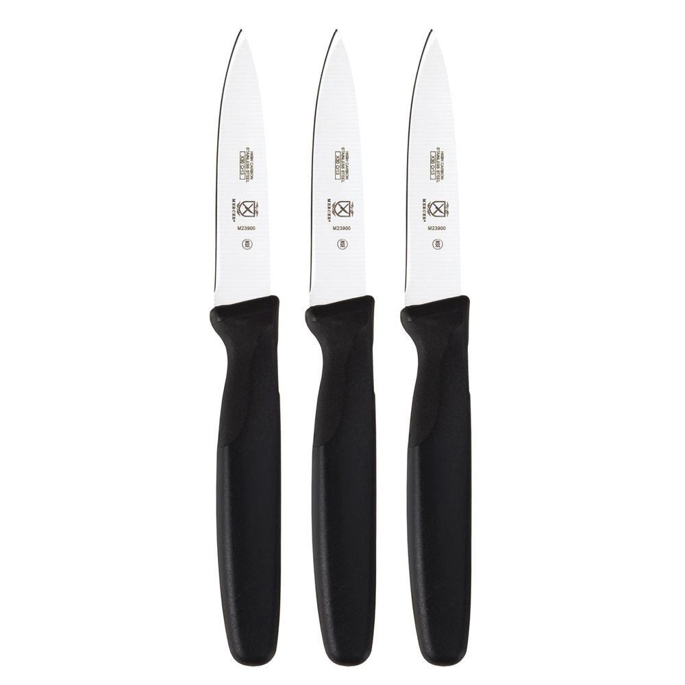 Mercer Culinary Millennia Slim Paring Knife With Black Handle, 3 Inch, 3 Per Pack
