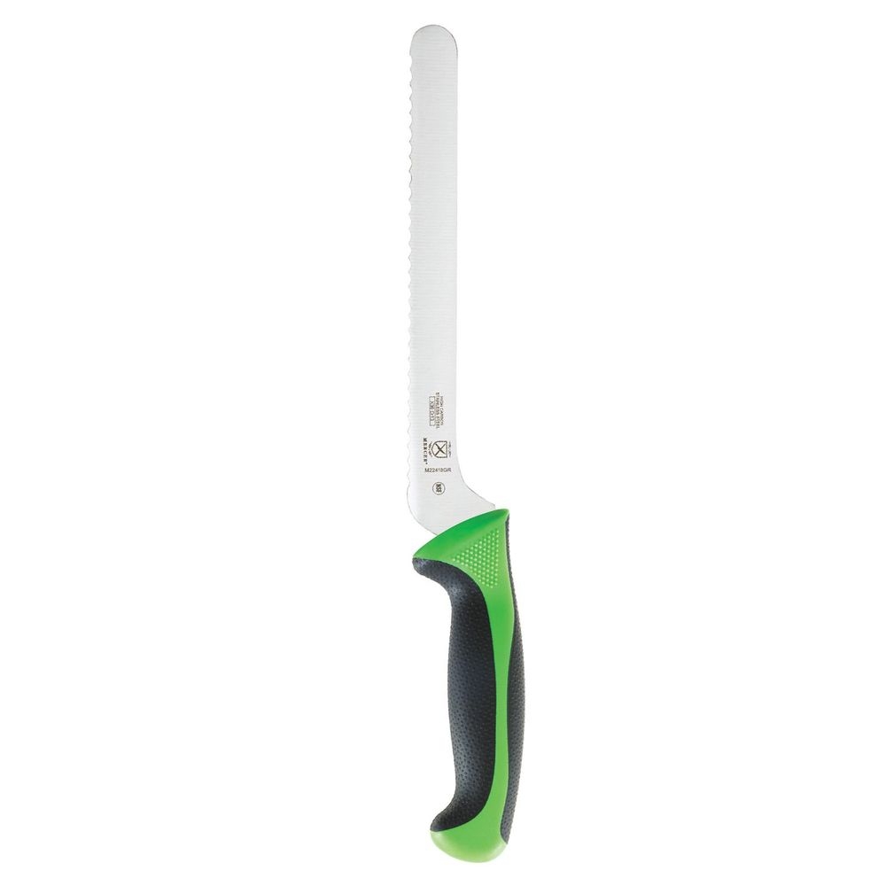 Mercer Culinary Millennia Colors Green Offset Wavy Edge Bread Knife, 8 Inch