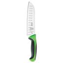 Mercer Culinary Millennia Granton Edge Santoku Knife with Green Handle, 7 inch