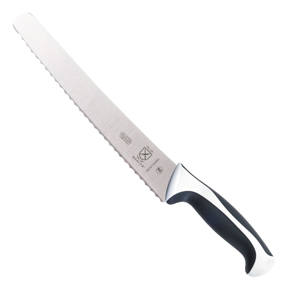 Mercer Culinary Millennia White Wavy Edge Wide Bread Knife, 10 Inch