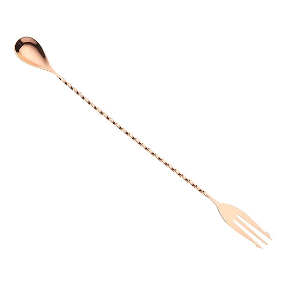 Barfly Copper Plated Bar Spoon With Fork End, 12 3/8 Inch