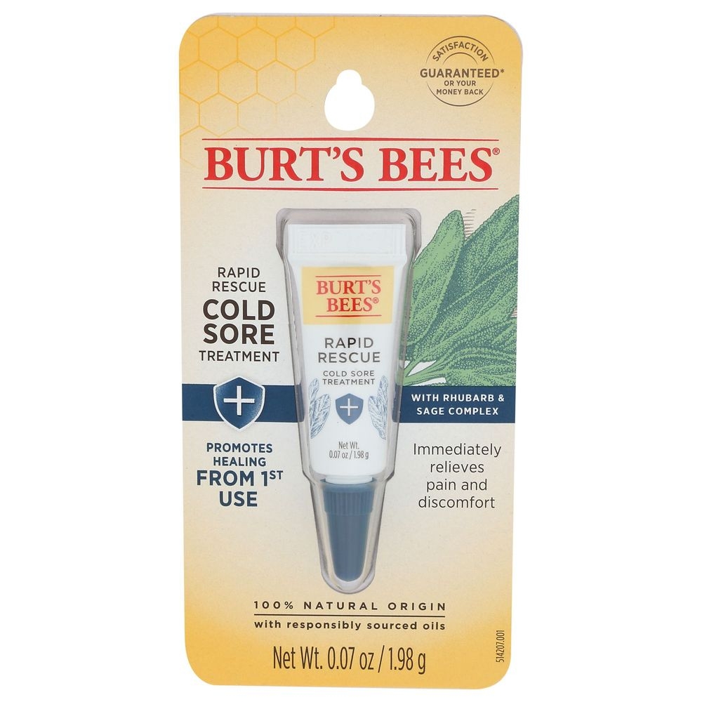 Burts Bees Rapid Rescue Cold Sore Treatment with Rhubarb and Sage Complex, 0.7 Ounce -- 3 per case