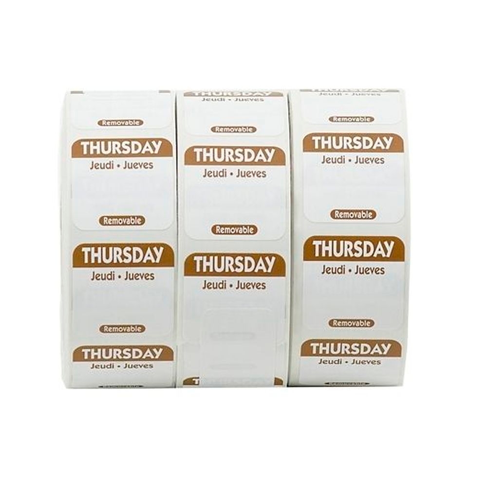 Ncco Removable Trilingual Thursday Label Roll, 3 count