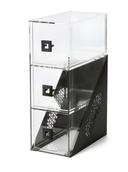 Rosseto Mosaic Narrow Three Drawer Black Matte Bakery Case, 6.63 x 12.5 x 18.75 inch