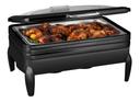 Rosseto De Luxe Black Matte Rectangle Chafing Dish with Glass Lid Frame Burner Holder and Induction Option, 9.51 Quart