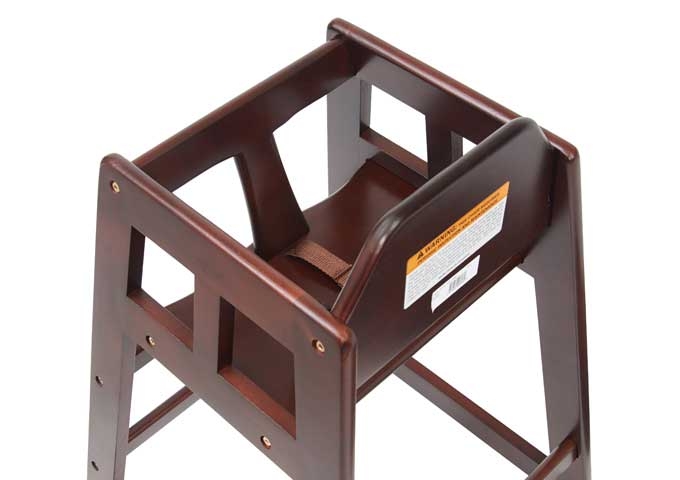 Winco Mahogany Rubberwood Knocked Down High Chair, 20.13 X 19.38 X 29.25 Inch