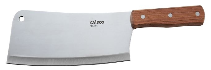 Winco Heavy Duty Cleaver With Wood Handle, 3 1/2 X 8 Inch Blade