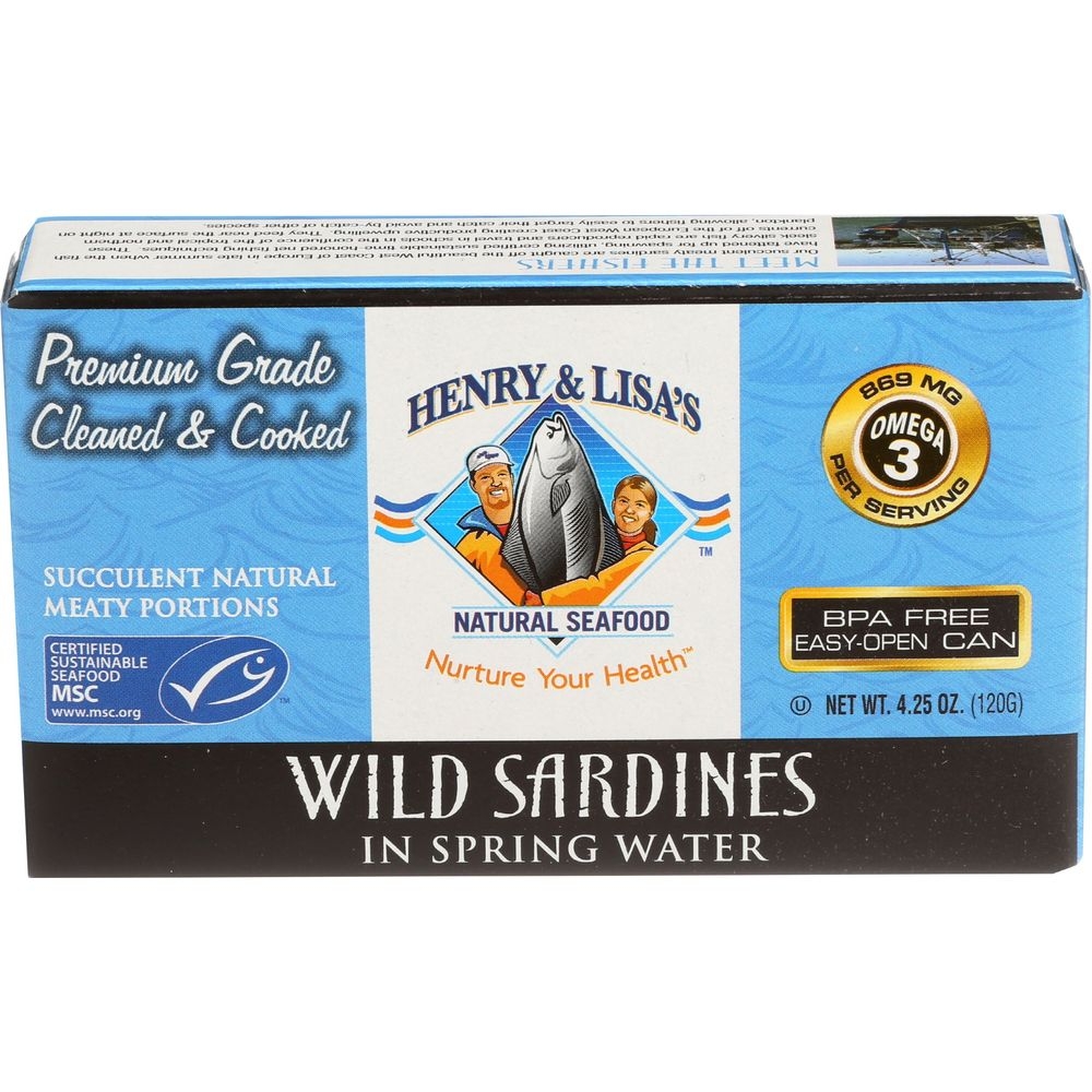 Henry and Lisas Wild Sardines in Spring Water, 4.25 Ounce -- 12 per case