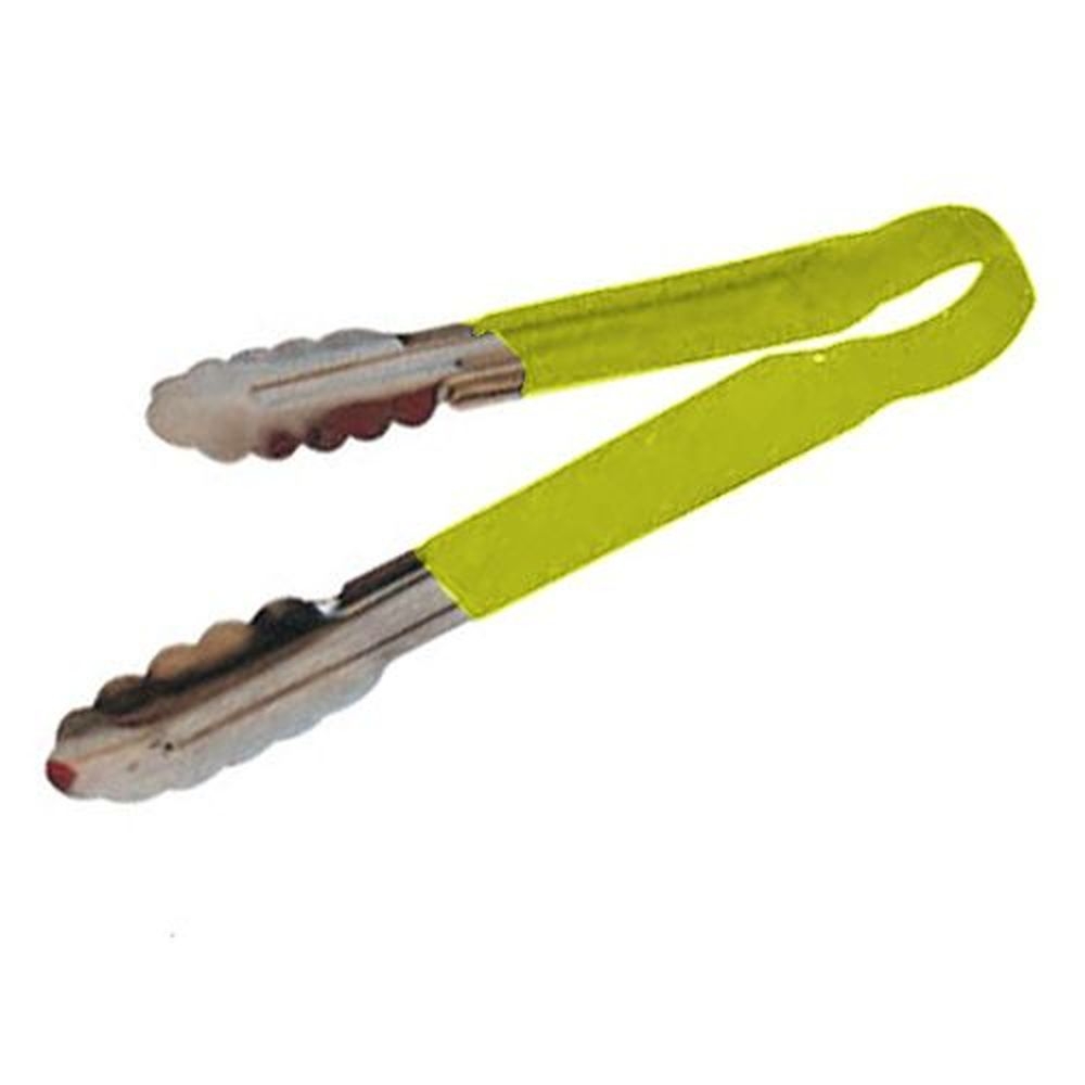 Winco Ut-12hp-y Heavy-duty Stainless Steel Utility Tong With Plastic Yellow Handle, 12 Inch