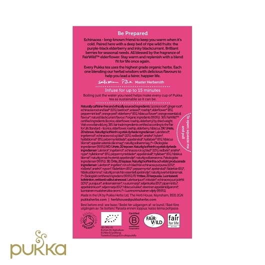 Pukka Tea Bag Organic Elderberry and Echinacea, 20 Count -- 4 per case