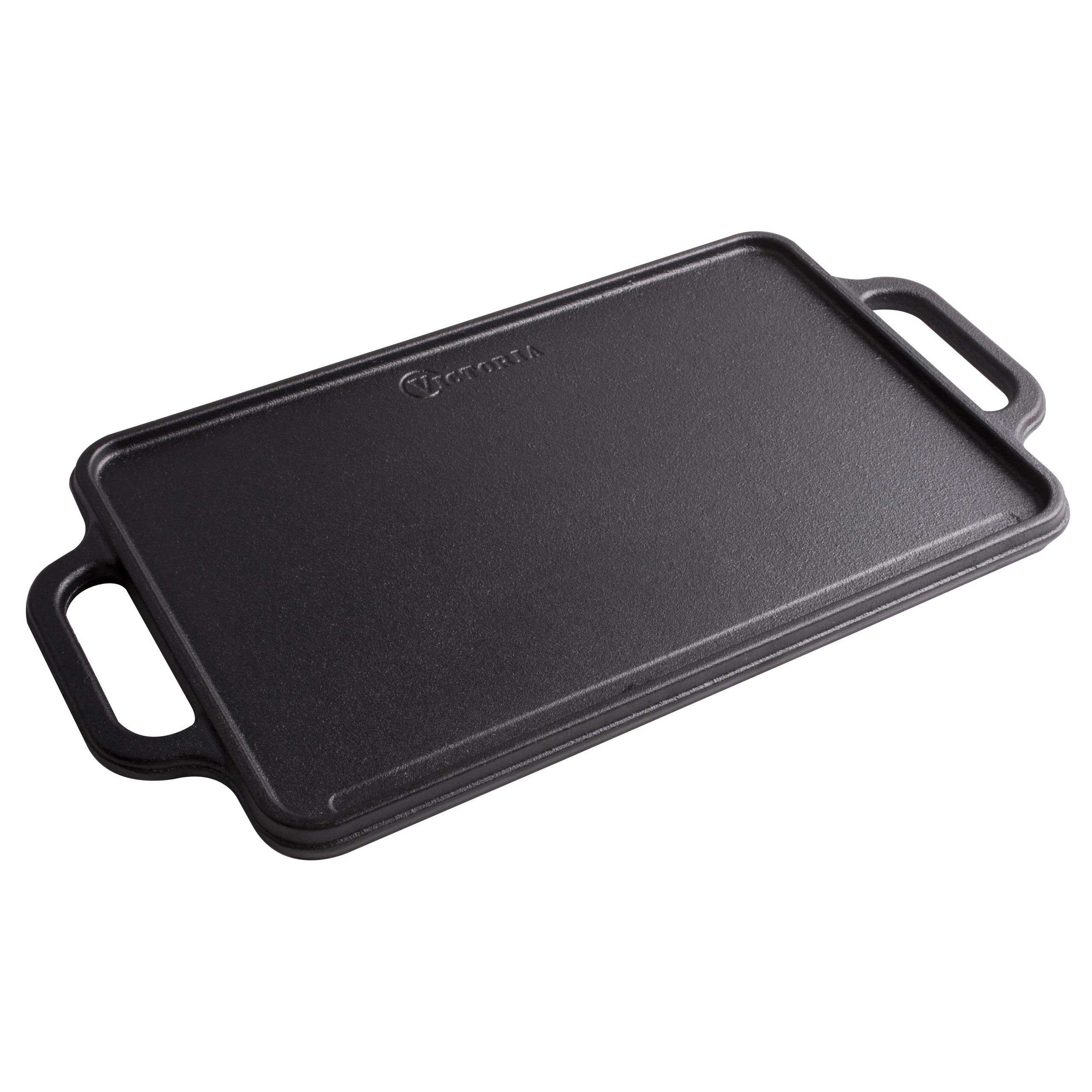 Victoria Reversible Rectangular Cast Iron Griddle, 12.5 x 7.5 inch -- 4 per case