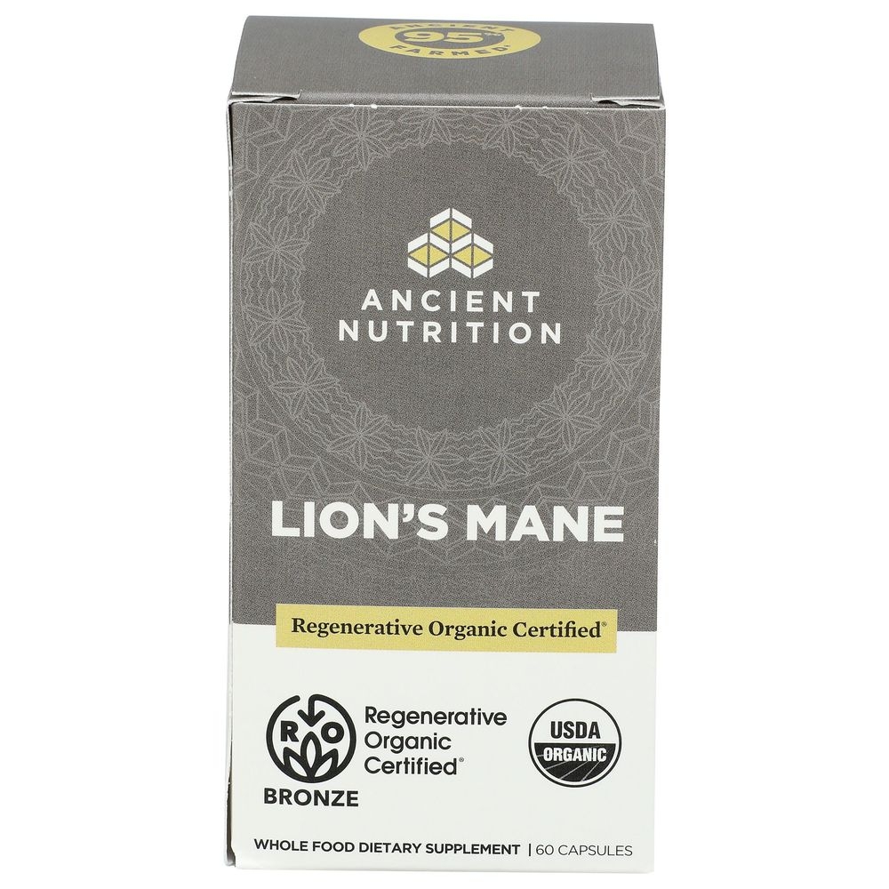 Ancient Nutrition Organic Lions Mane Supplement Capsules, 60 Count
