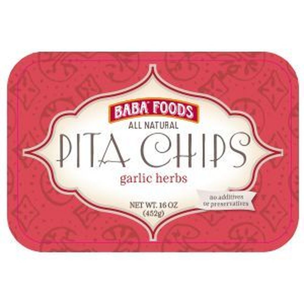 Baba Foods Garlic Herbs Pita Chips, 16 Ounce -- 8 per case