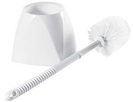 Winco Polypropylene White Toilet Bowl Brush with Caddy, 15 3/4 inch Over all Length -- 24 set per case