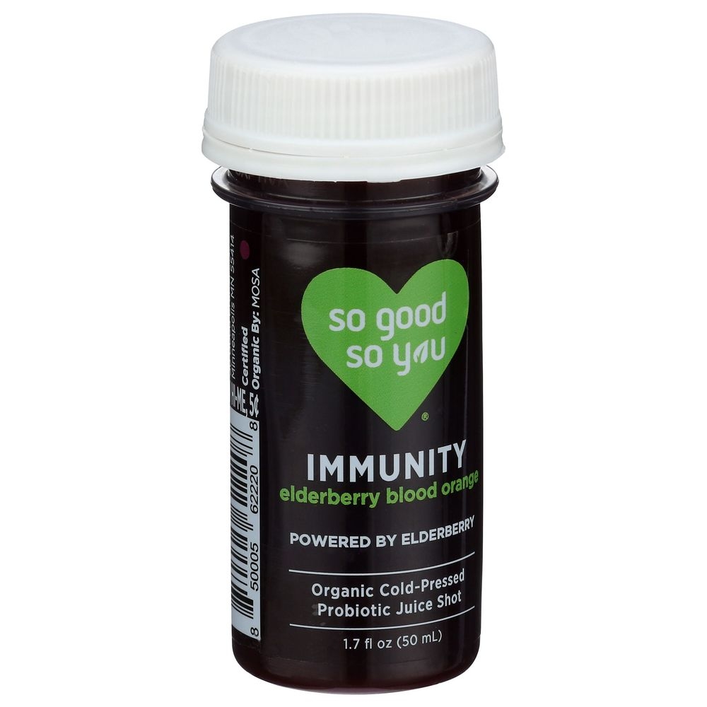 So Good So You Immunity Elderberry Blood Orange Probiotic Juice Shot, 1.7 Fluid Ounce -- 12 per case