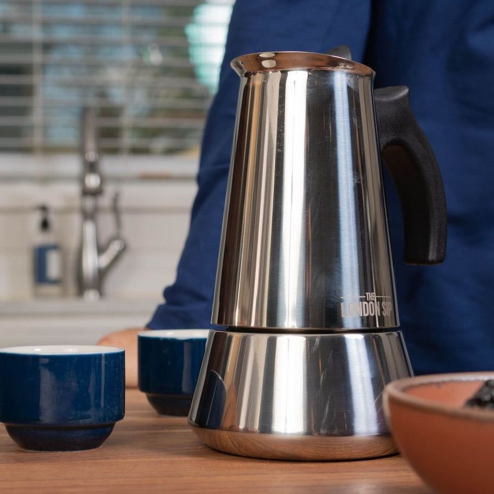 London Sip Stainless Steel Silver Stovetop 6 Cup Espresso Maker