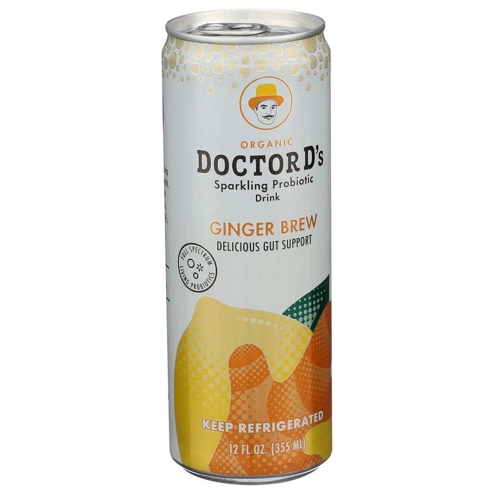 Doctor D's Ginger Brew Sparkling Probiotic Drink, 12 Ounce -- 6 Per Case