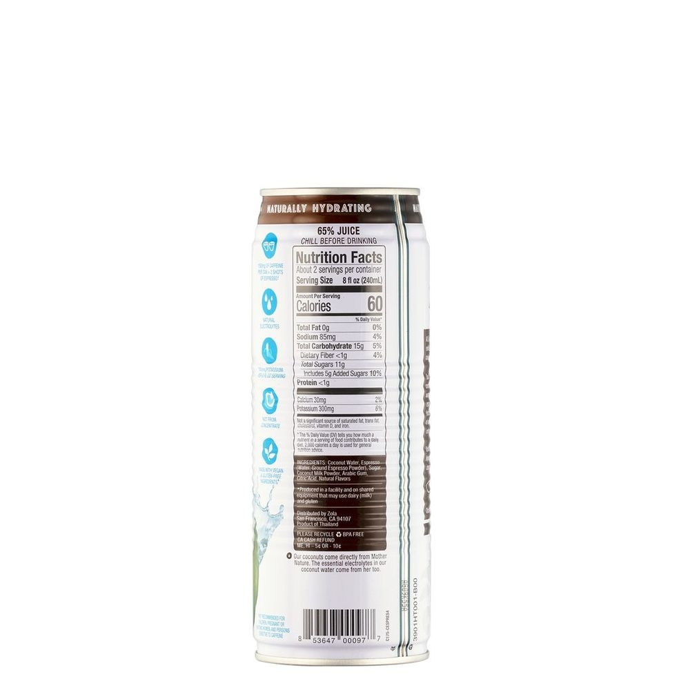 Zola Espresso Coconut Water, 17.5 Fluid Ounce -- 12 Per Case