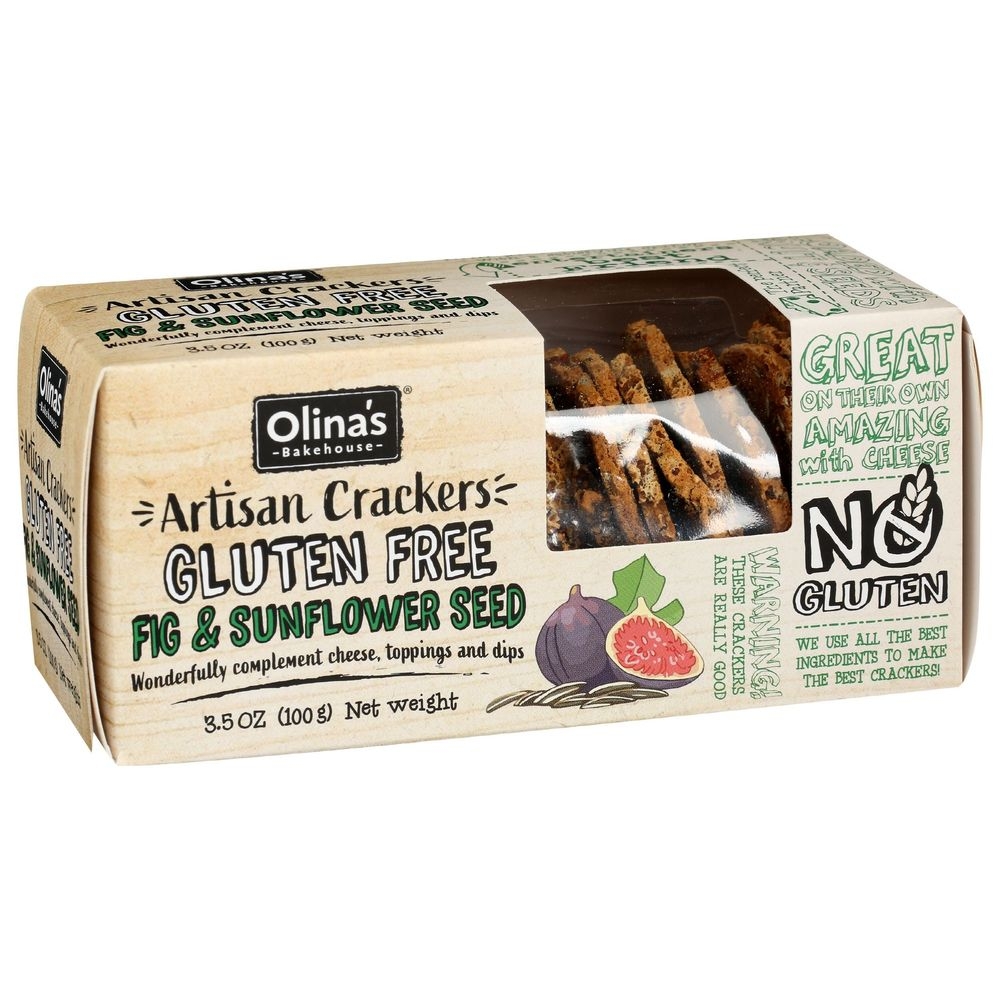 Olinas Bakehouse Fig and Sunflower Seed Artisan Crackers, 3.5 Ounce -- 12 per case
