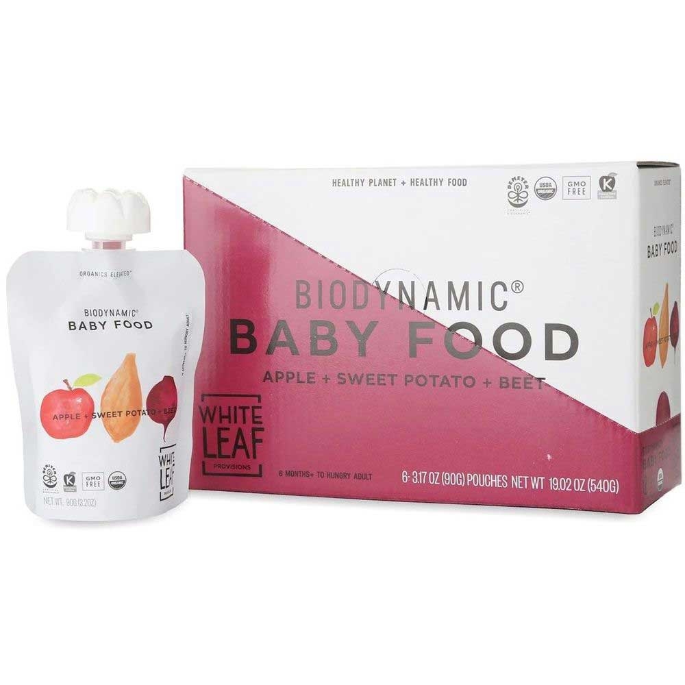 White Leaf Provisions Organic Biodynamic Apple Sweet Potato Beet Baby Food, 3.2 Ounce -- 6 Per Case