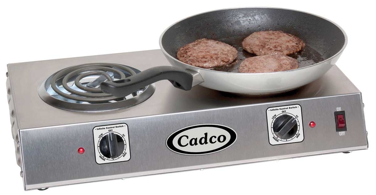 Cadco Portable Stainless Double Hot Plate with Tubular Elements, 21 1/4 x 4 1/8 x 12 3/16 inch