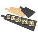 Cal-Mil Black Trapezoid Flat Bread Serving Board with Handle, 15.63 x 8 x 0.25 inch -- 3 per case