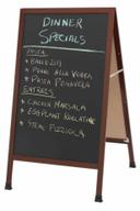 Aarco Cherry Wood Look Aluminum A-Frame Sidewalk Black Composition Chalkboard, 42 x 24 inch