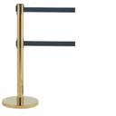 Aarco Form-A-Line (TM) Brass Finish Crowd Control System with 7 Feet Retractable Dual Black Belt