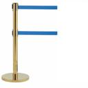 Aarco Form-A-Line (TM) Brass Finish Crowd Control System with 7 Feet Retractable Dual Blue Belt