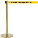 Aarco Form-A-Line (TM) Brass Finish Crowd Control System with Double Sided Printed Social Distancing 6 ft Yellow Belt