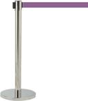 Aarco Form-A-Line (TM) Chrome Finish Crowd Control System with 10 feet Slow Retracting Purple Belt